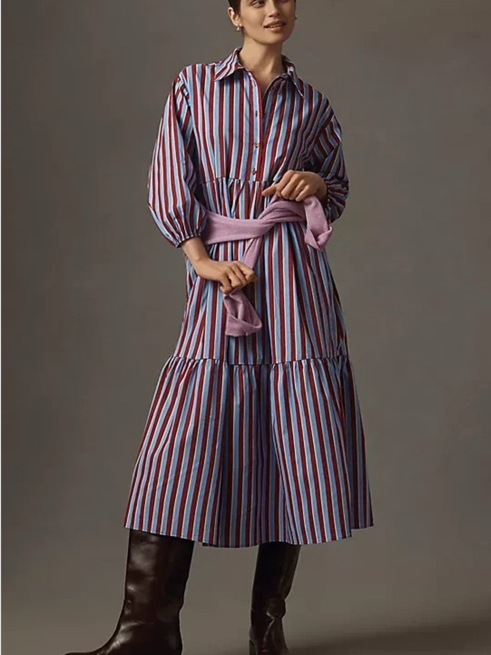 Anthropologie Maeve Bettina Dress in Purple Stripe NWT